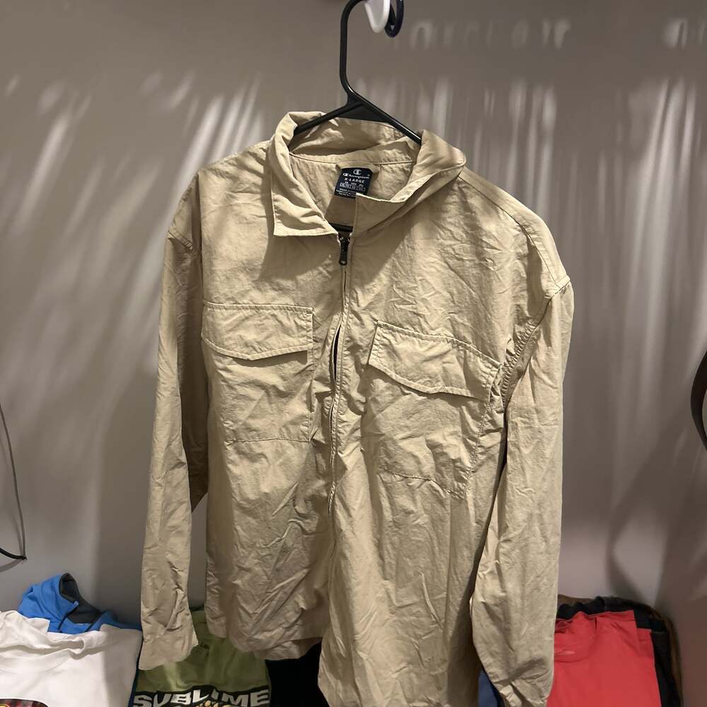 Champion Utility Zip Up Overshirt in Beige